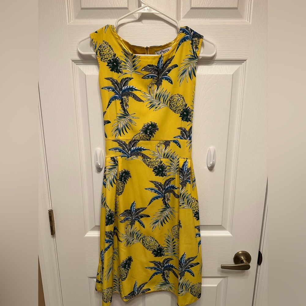 LA Soul Yellow Palm and Pineapple Dress 🌴🍍💛
